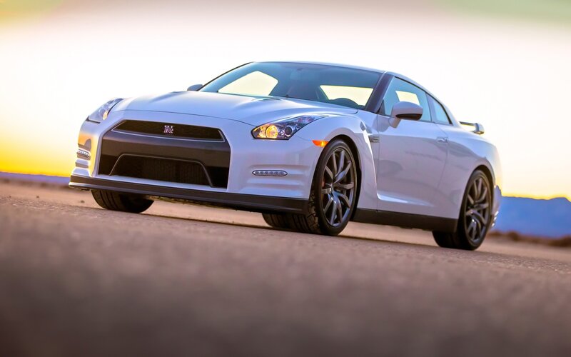 White Nissan Gt-r — Dramatic, Sunset, Photograph, Car, Road, Mountains