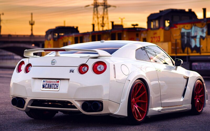 White Nissan GT-R — Dramatic, Sunset