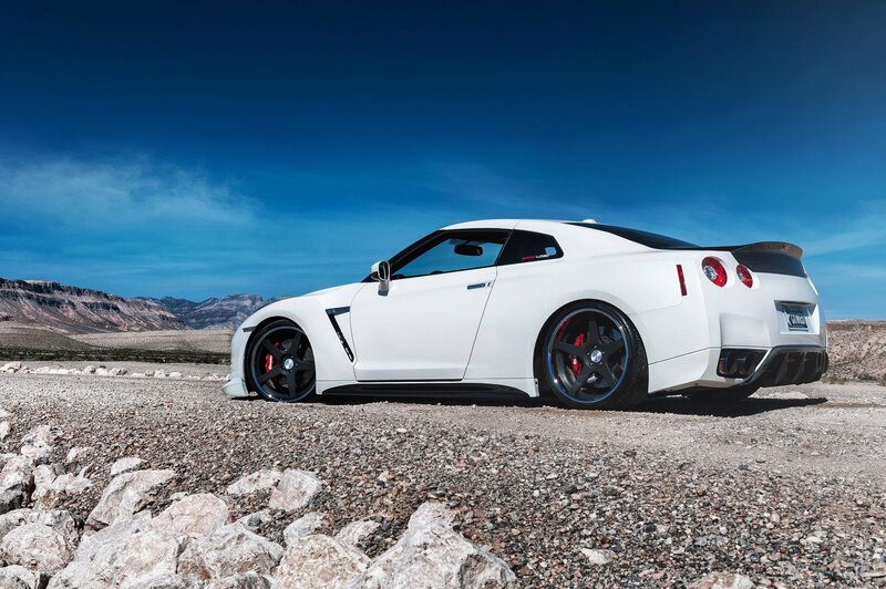 White Nissan GT-R in desert