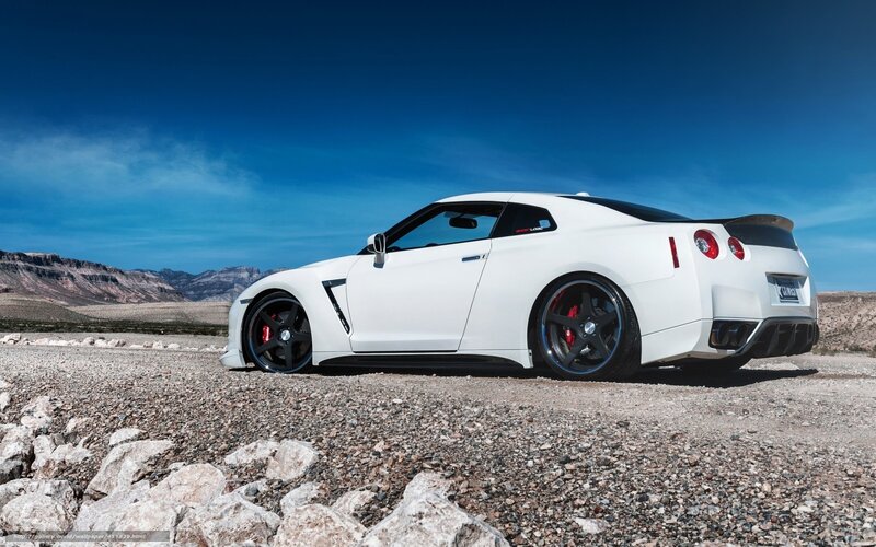 White Nissan GT-R in desert
