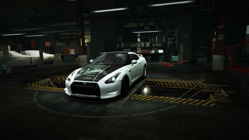 white nissan gt-r in garage
