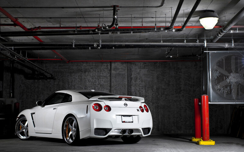 White Nissan GT-R in garage