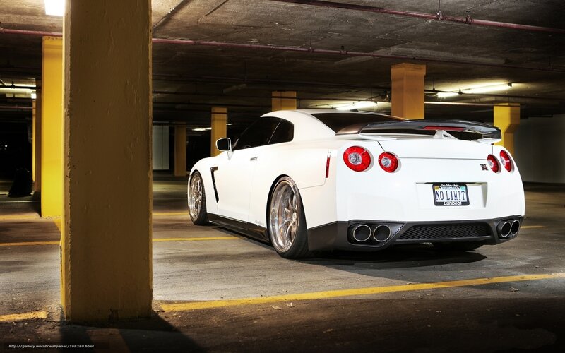 White Nissan GT-R in parking garage