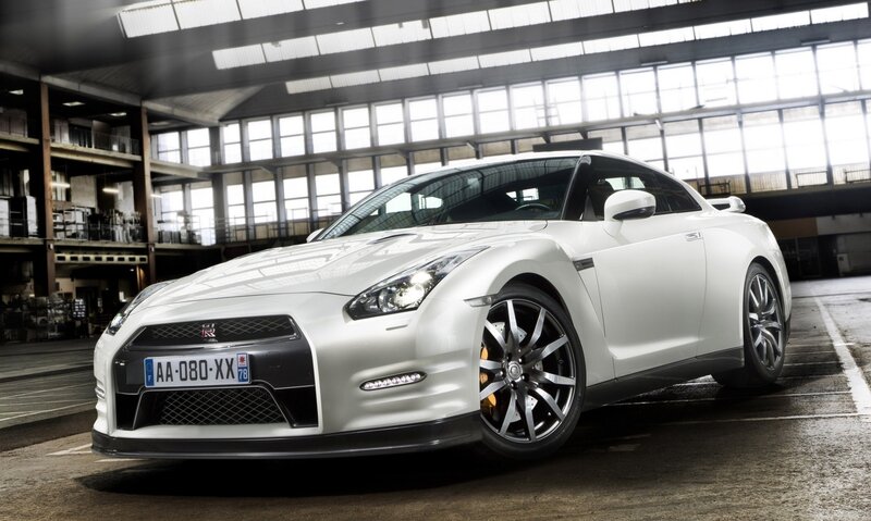 White Nissan GT-R in warehouse