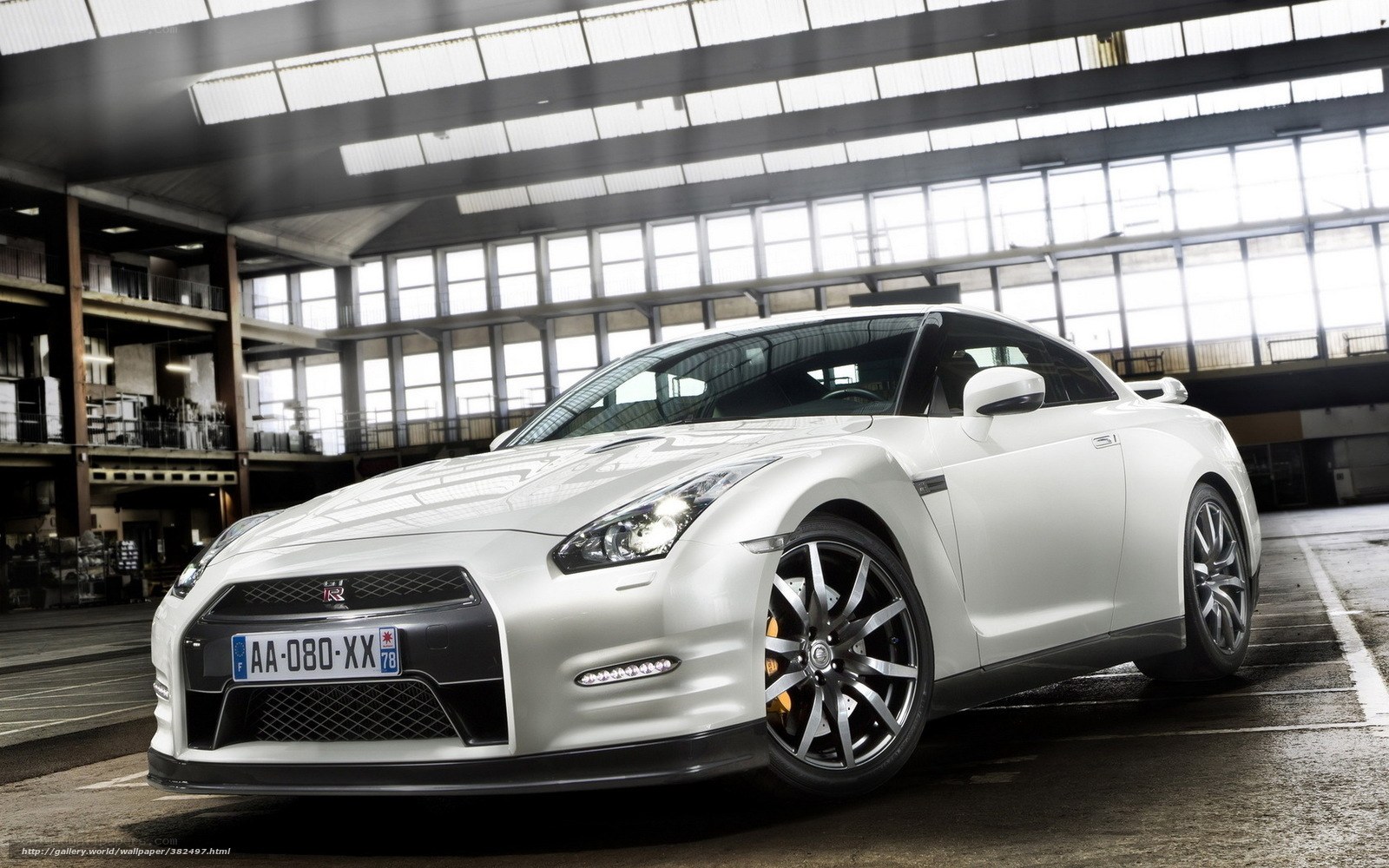 White Nissan GT-R in warehouse