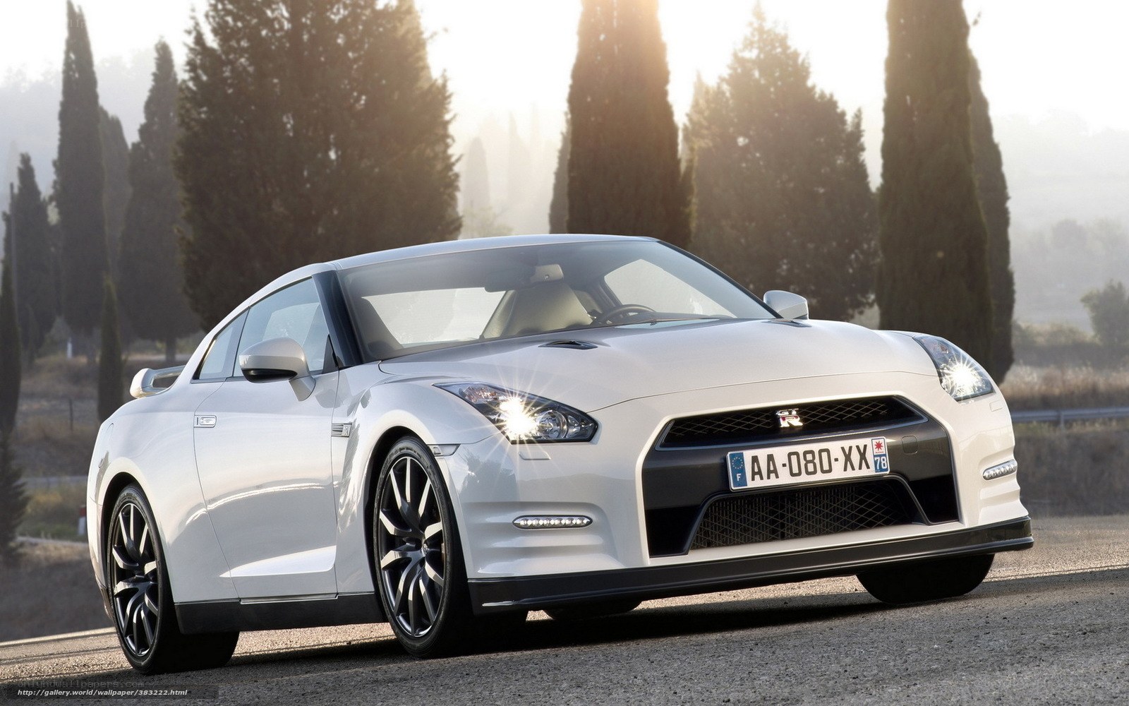 White Nissan GT-R on a road