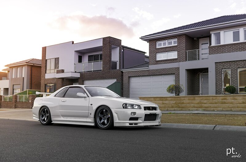 White Nissan GT-R on a suburban street