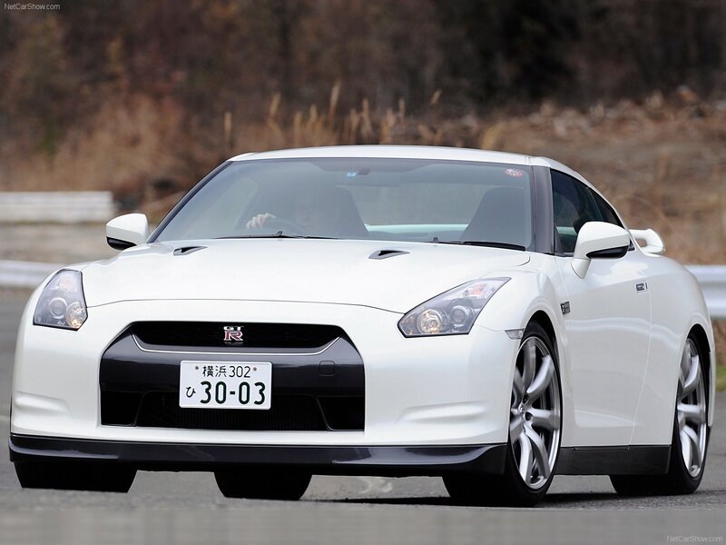 White Nissan GT-R on a track