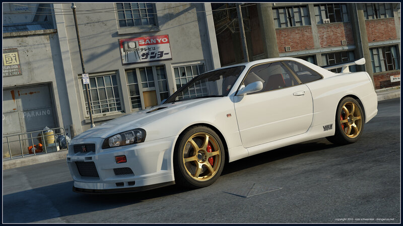 White Nissan GT-R on city street