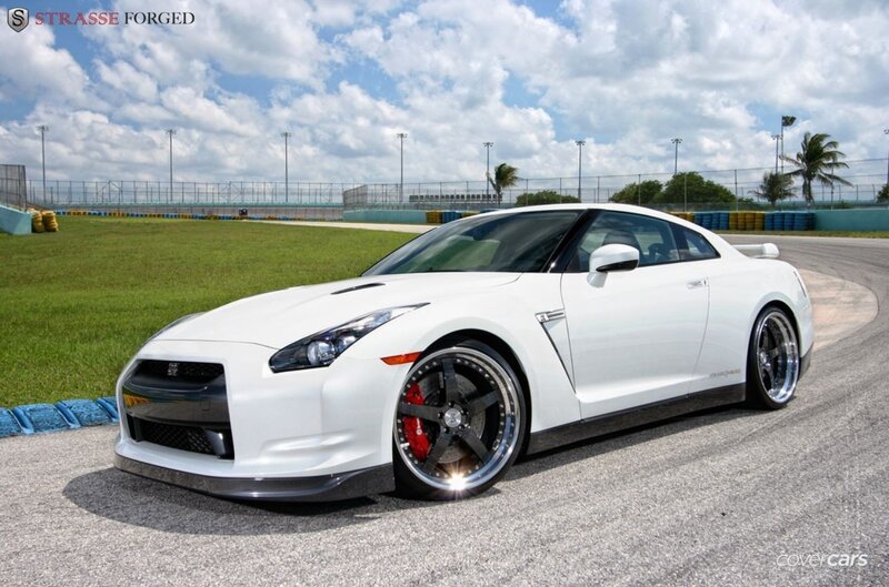White Nissan GT-R on racetrack