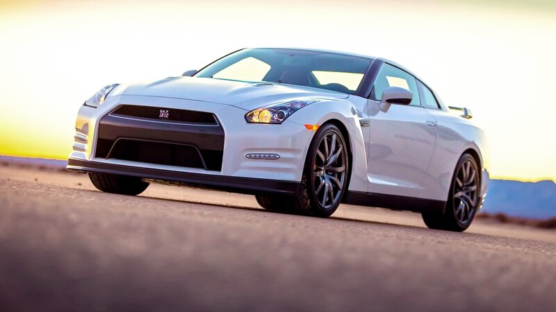 white nissan gt-r on road