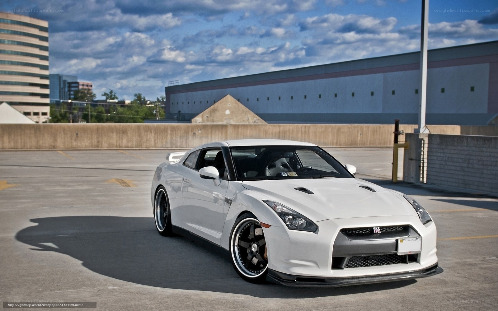 White Nissan GT-R on rooftop