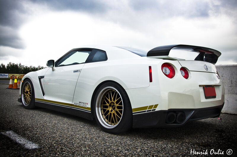 white nissan gt-r on track