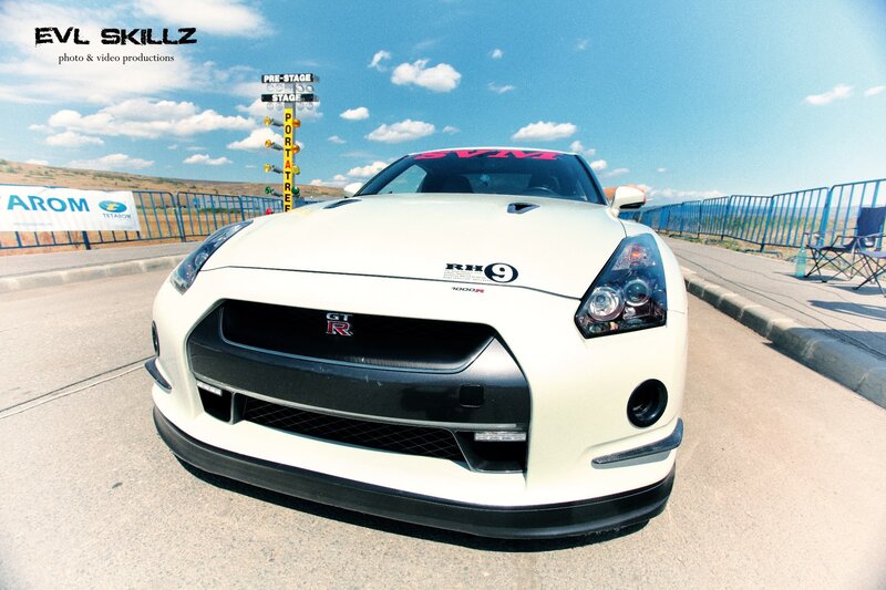 White Nissan GT-R on track