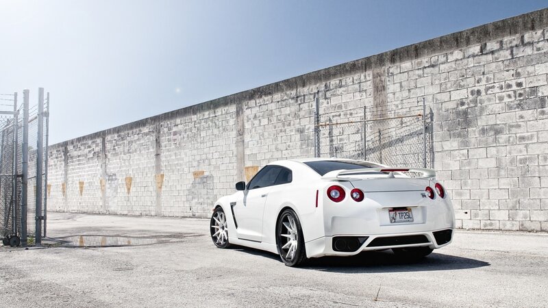white nissan gt-r parked