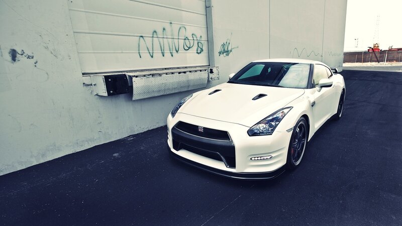 white nissan gt-r parked