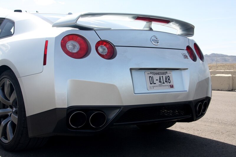 white nissan gt-r rear view