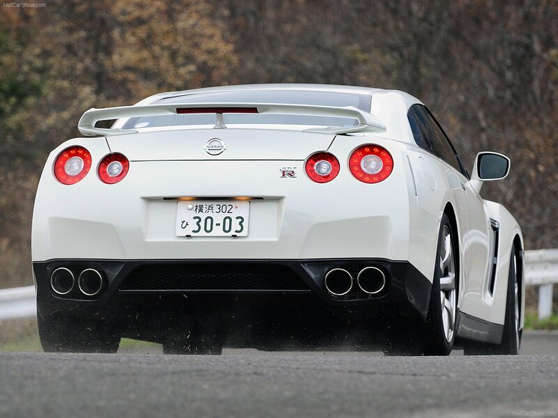 White Nissan GT-R rear view