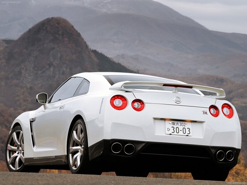White Nissan GT-R rear view