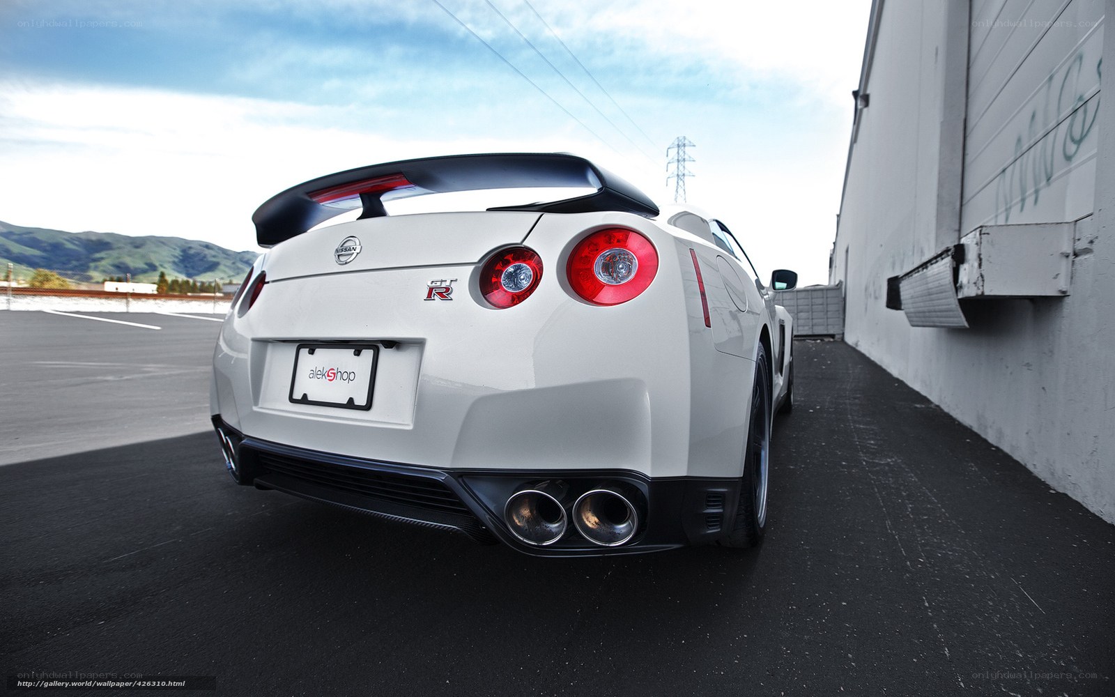 white nissan gt-r rear view