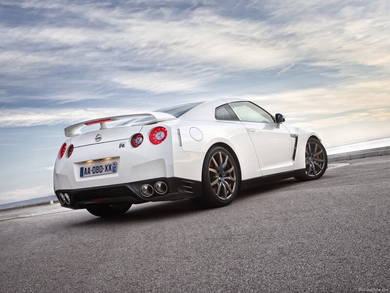 White Nissan GT-R sports car