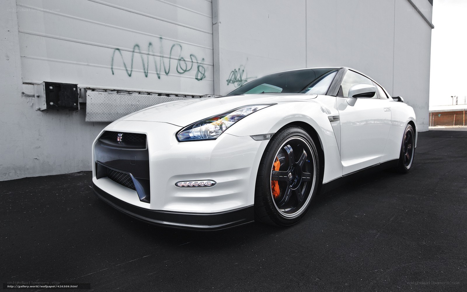White Nissan GT-R sports car