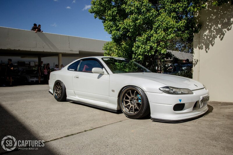 White Nissan S15 at car show