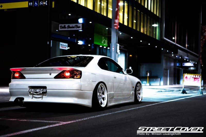 White Nissan Silvia at night