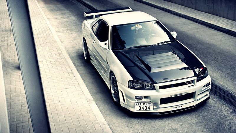 White Nissan Skyline — Dramatic, Photograph