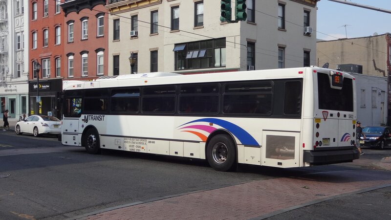 White NJ Transit Bus — Urban, Afternoon