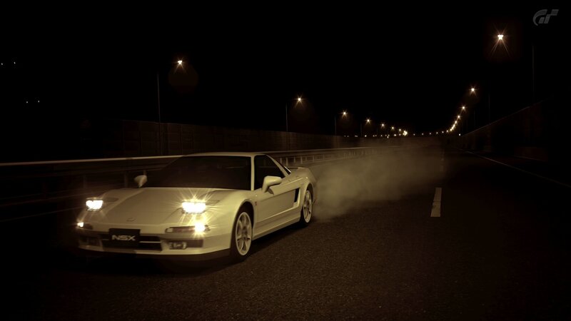 White NSX drifting at night