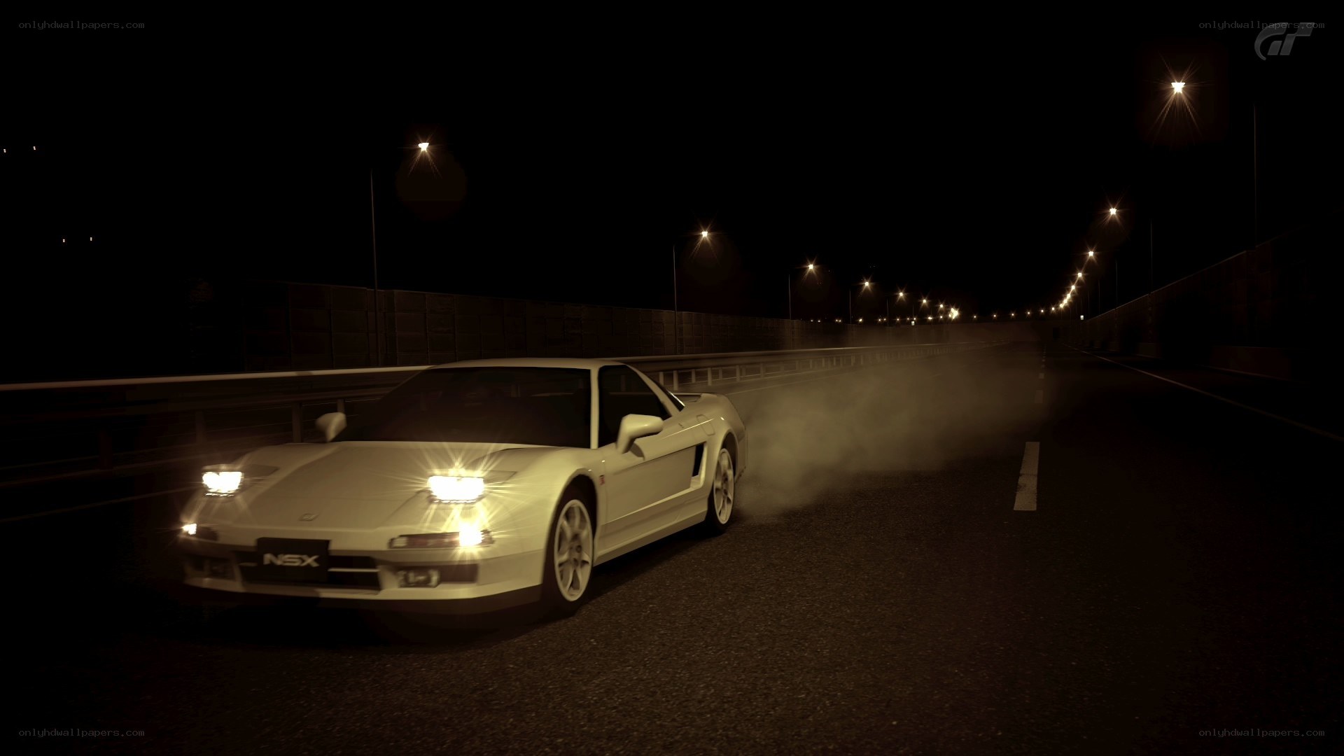 White NSX drifting at night