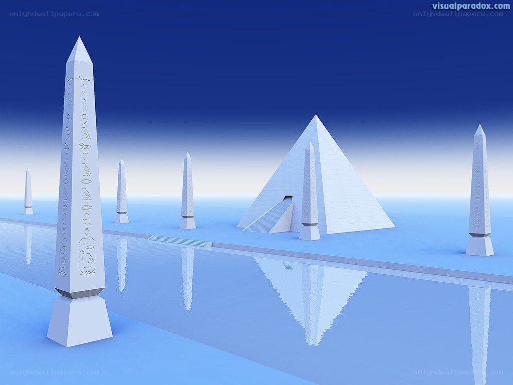 White obelisks and pyramid
