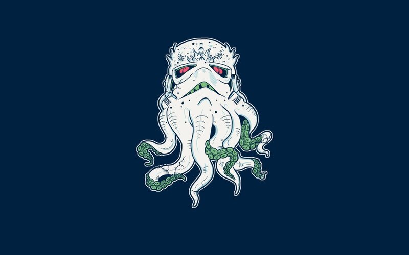White Octopus Creature — Blue