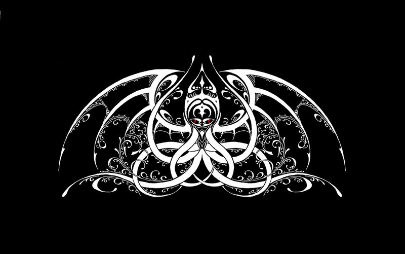 white octopus design on black