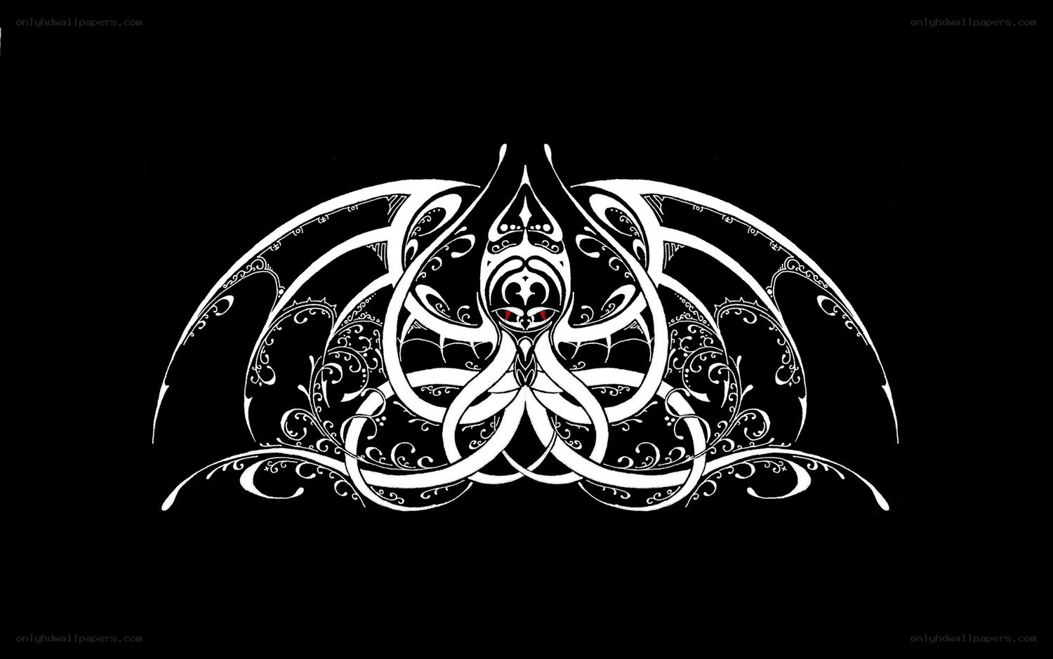 white octopus design on black