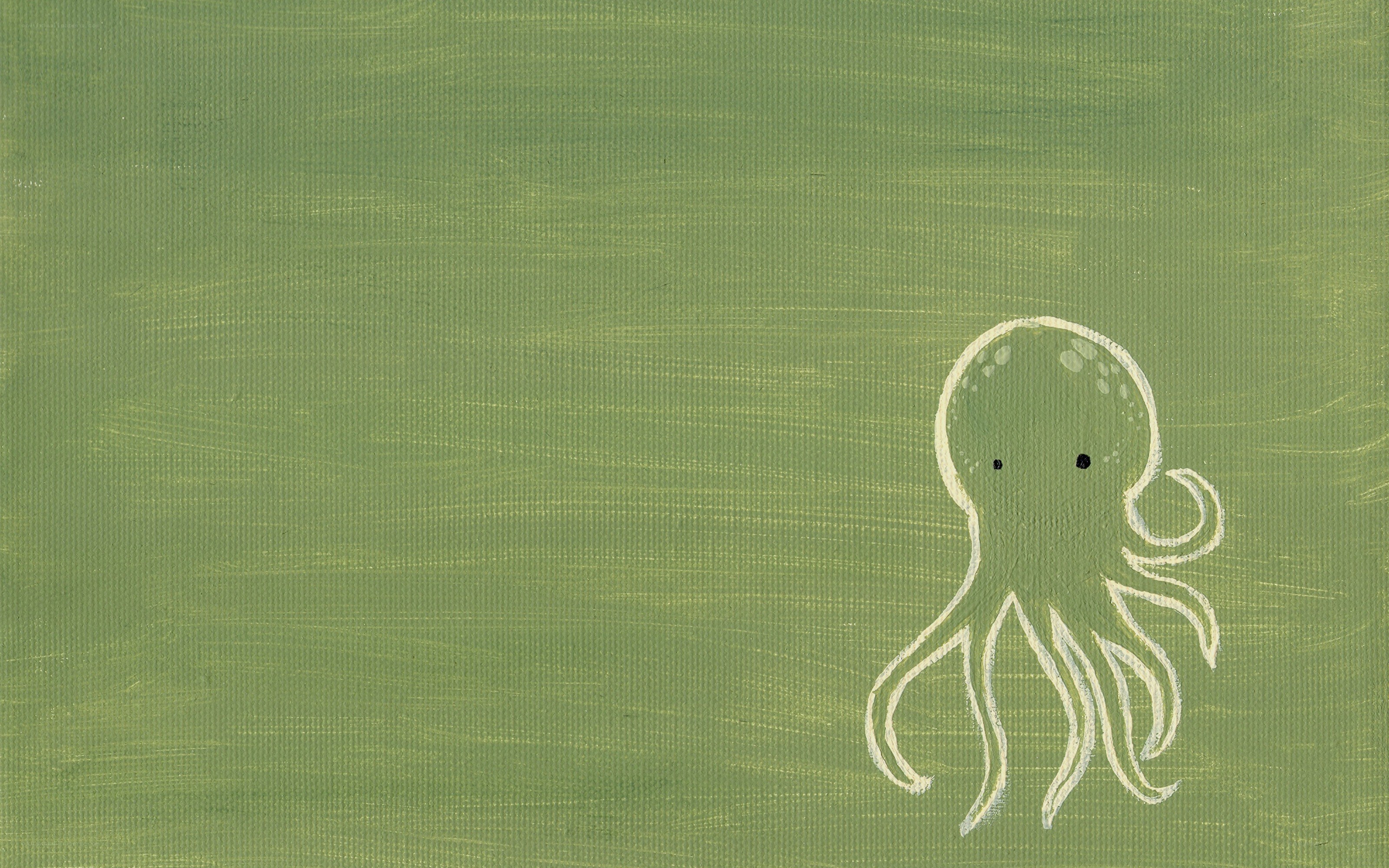 white octopus on green background