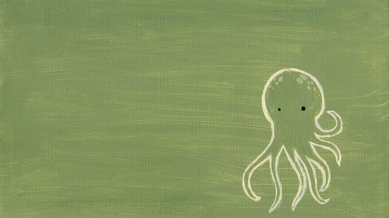 White Octopus Outline — Green