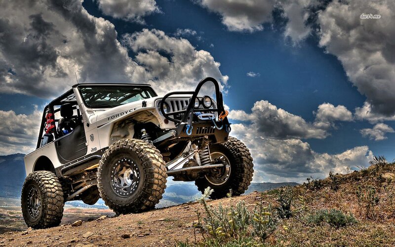 White Off-road Jeep — Blue