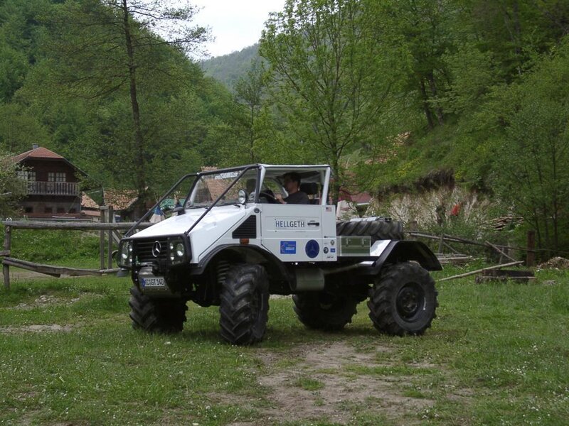 White Off-road Vehicle — Green
