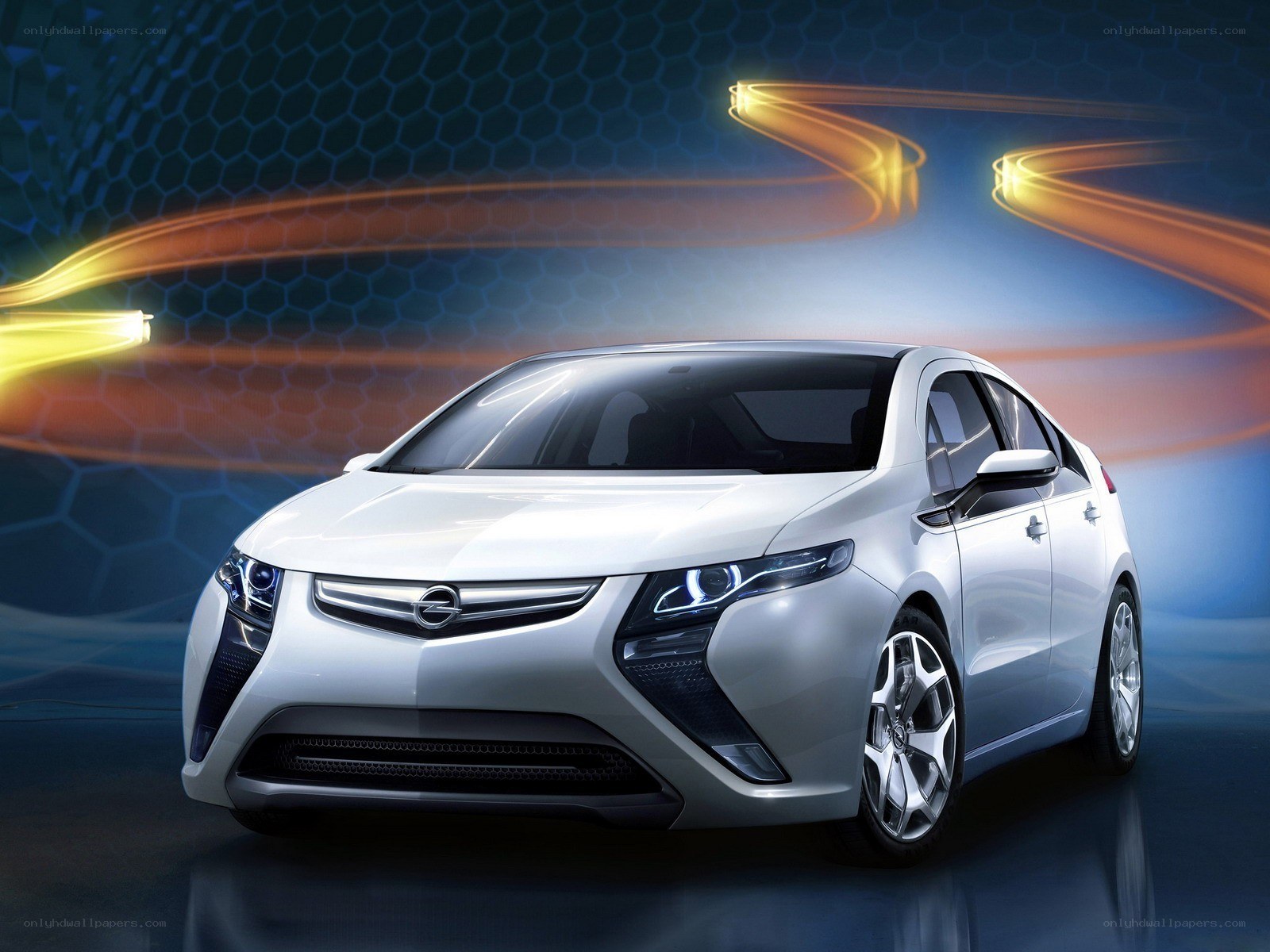 White Opel Ampera concept car