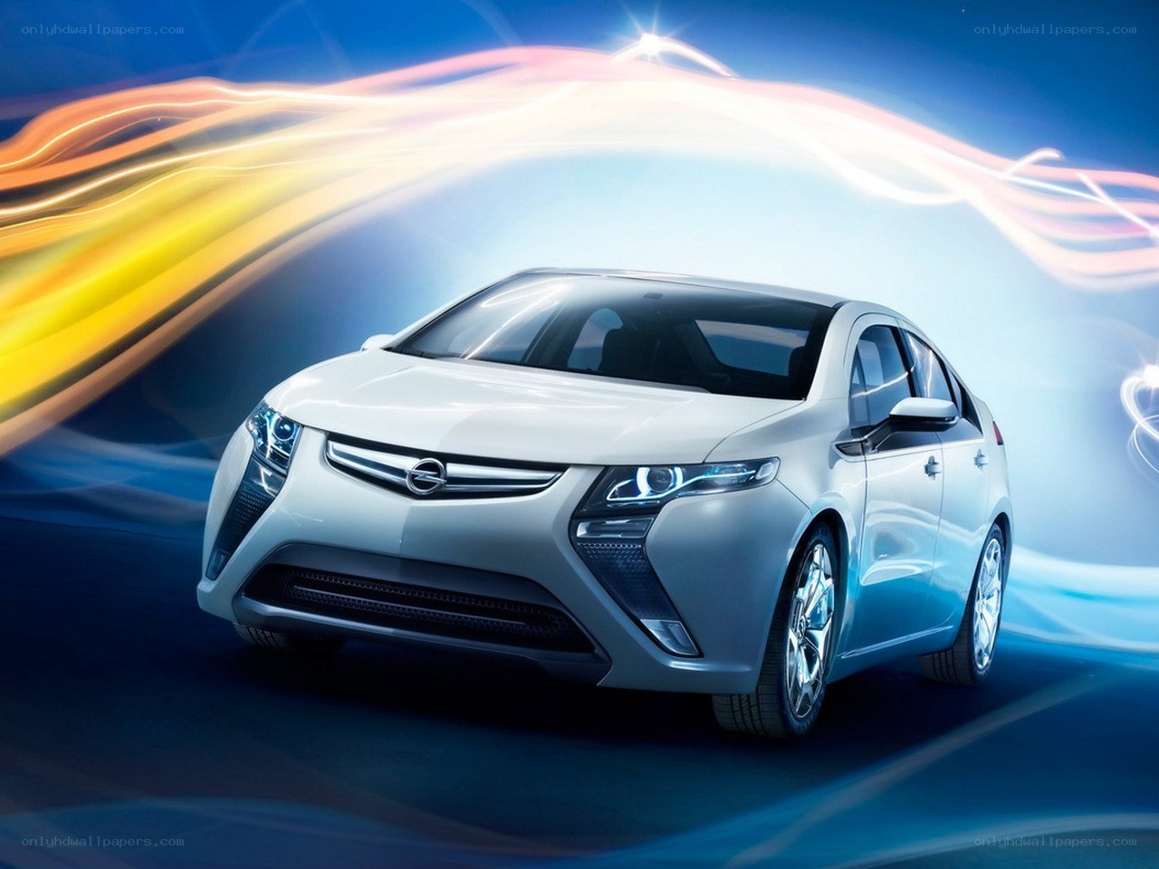 White Opel electric car