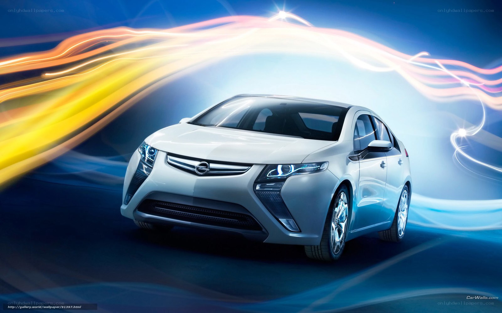 White Opel electric car