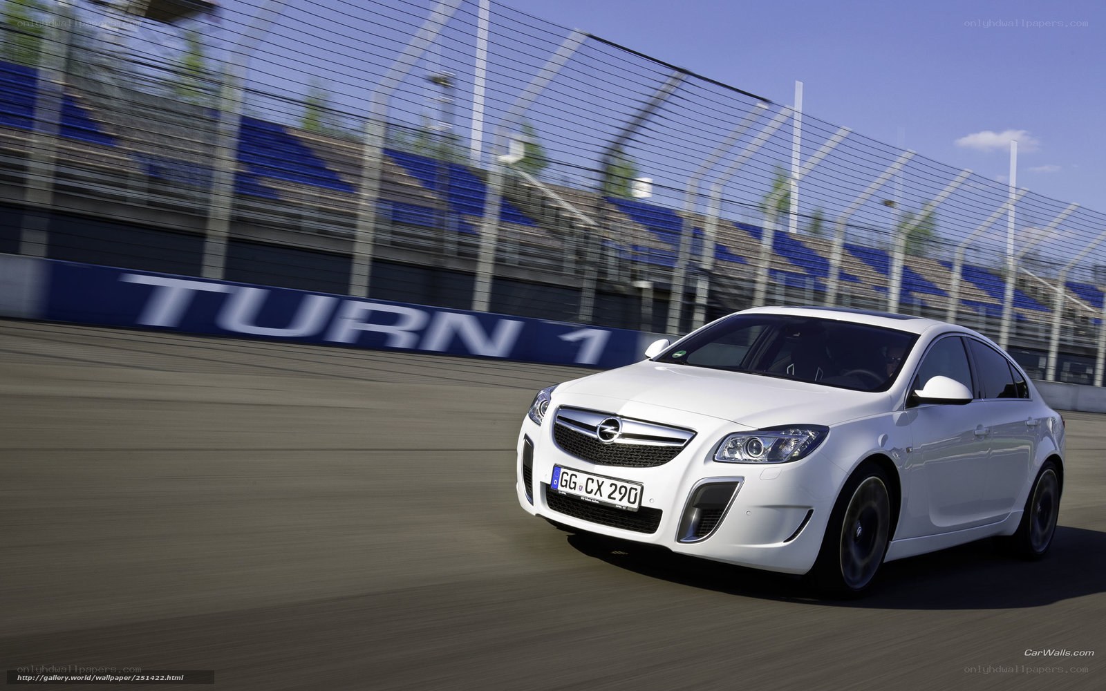 White Opel on racetrack