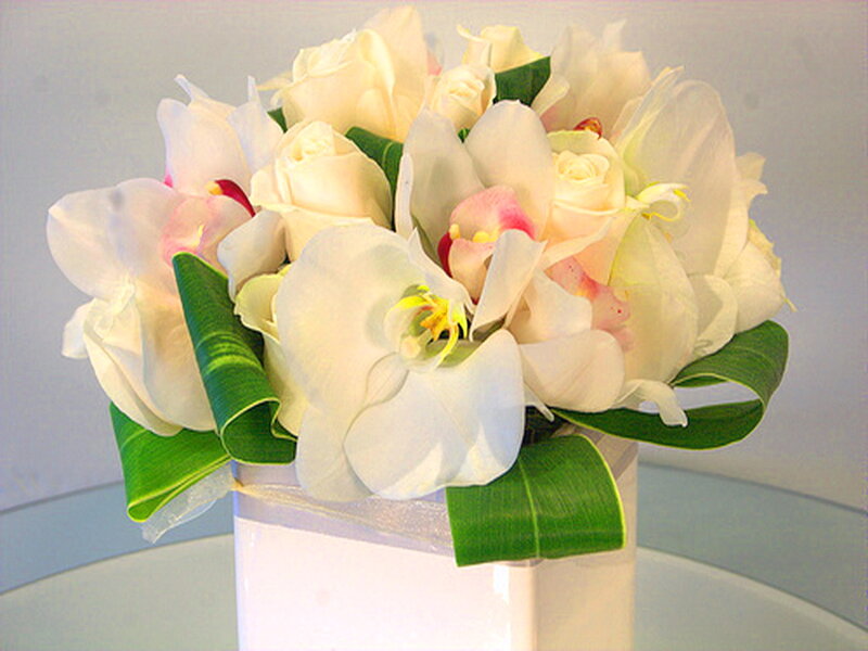 White Orchid and Rose Bouquet — Calm