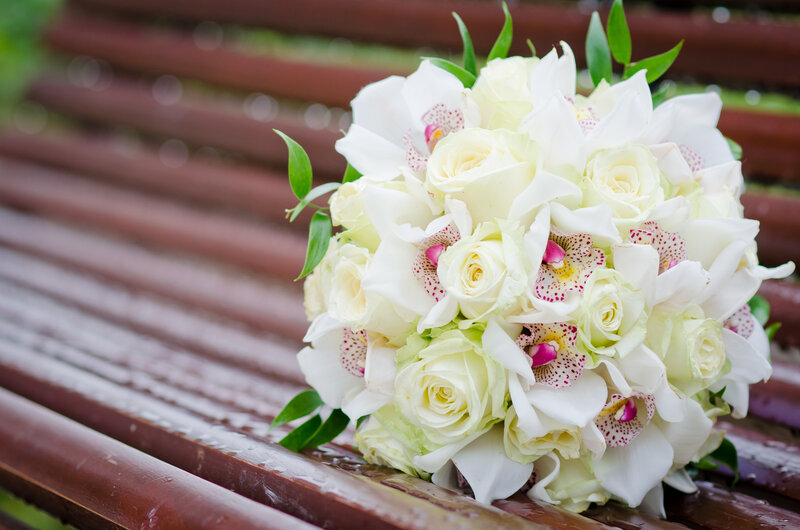 White Orchid and Rose Bouquet