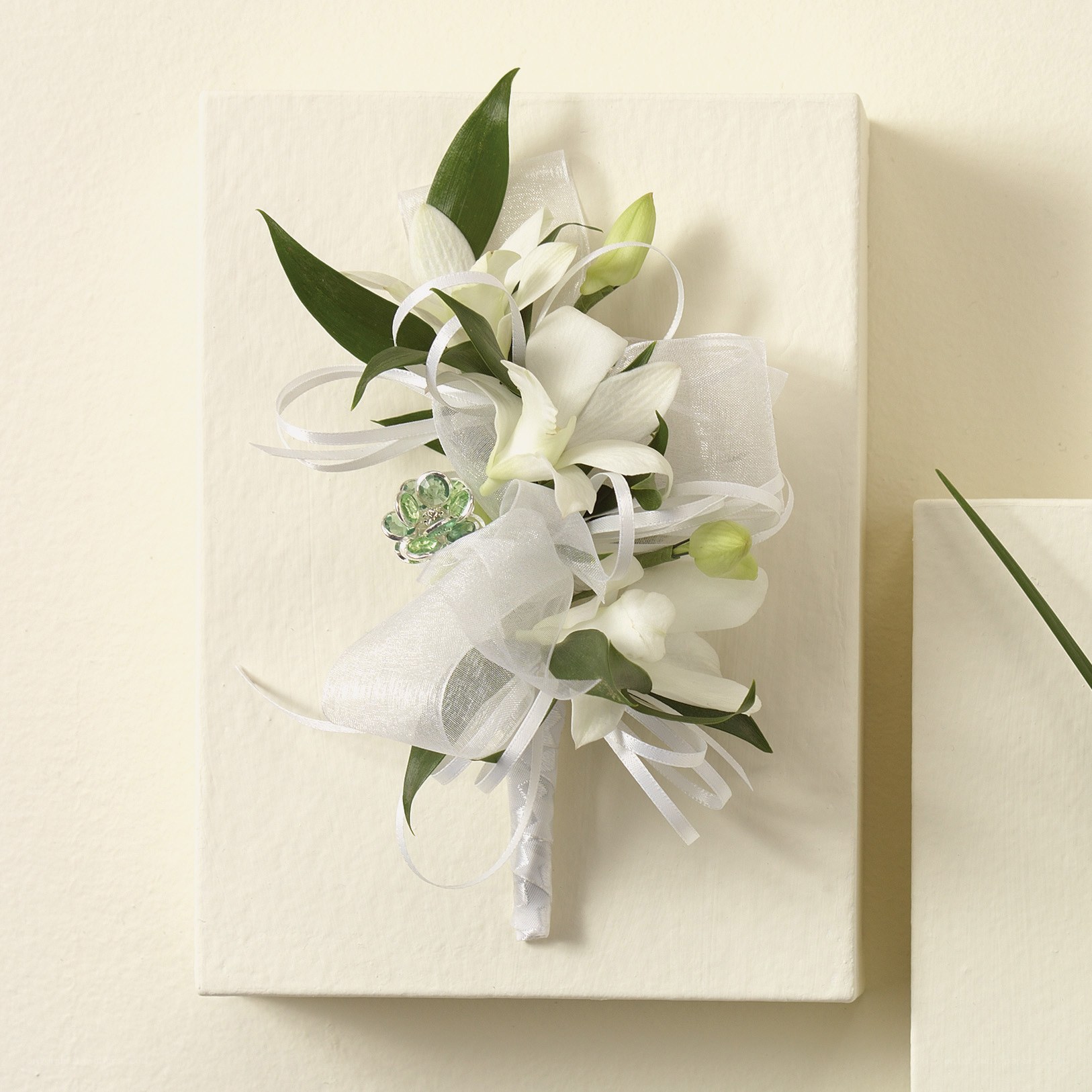 white orchid boutonniere