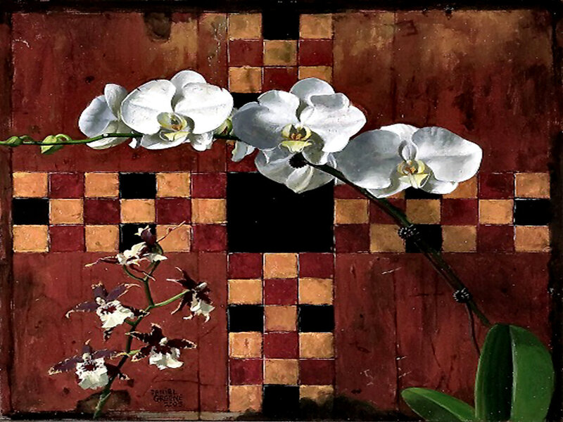 White Orchid Flowers — Calm, Painting