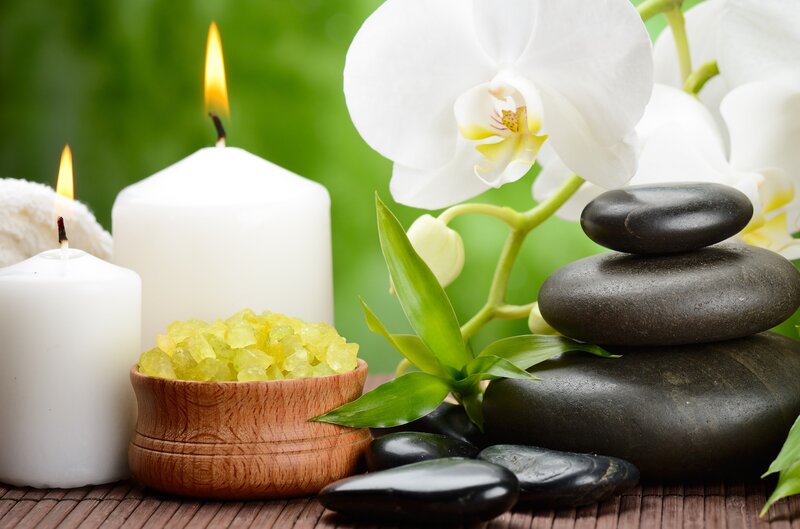 White Orchid with Candles — Green