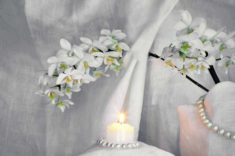 White Orchids and Candle